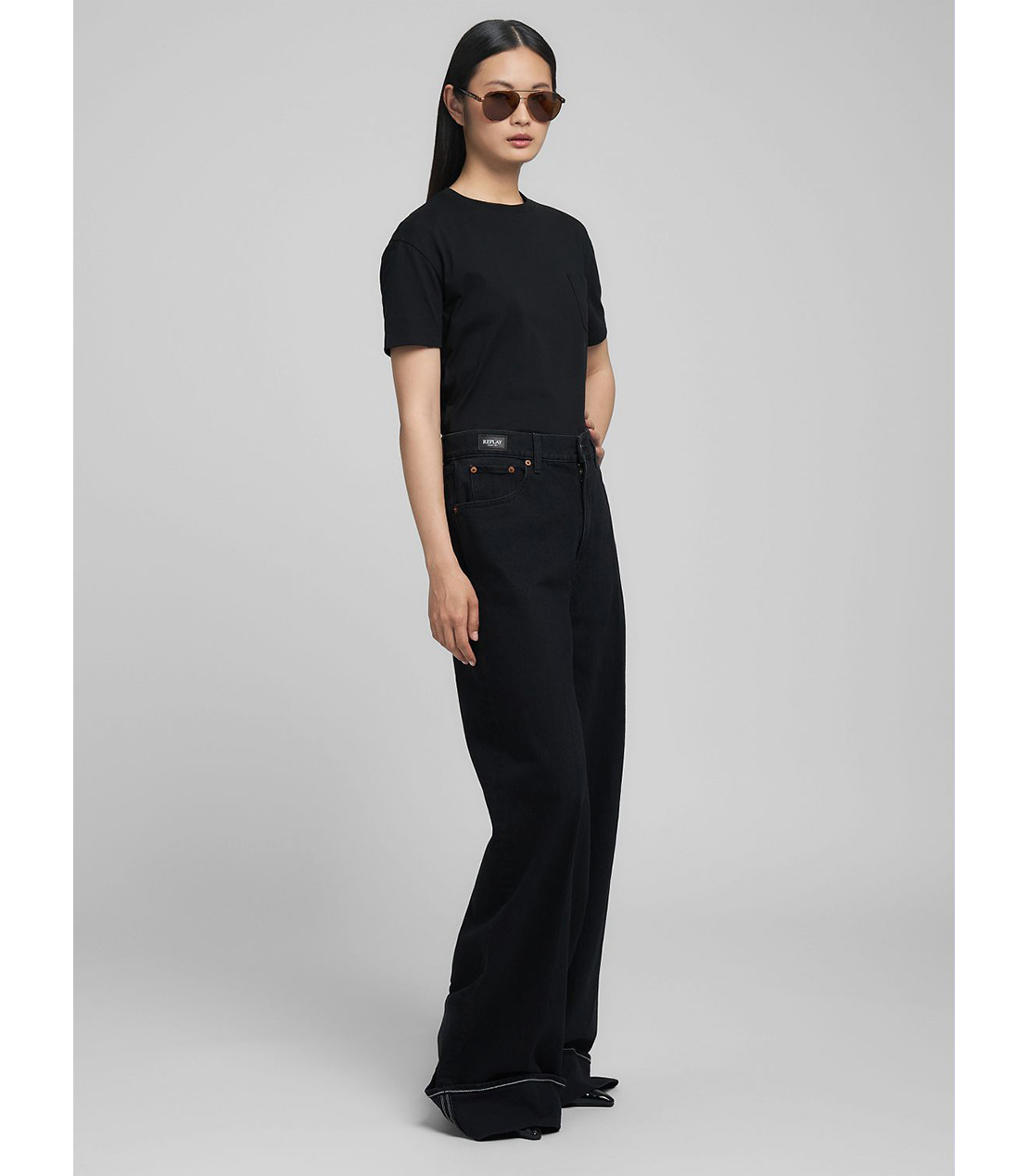 ワイドレッグNALAJAブラックオーバーダイデニム 詳細画像 ブラック 4